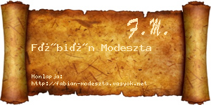 Fábián Modeszta névjegykártya